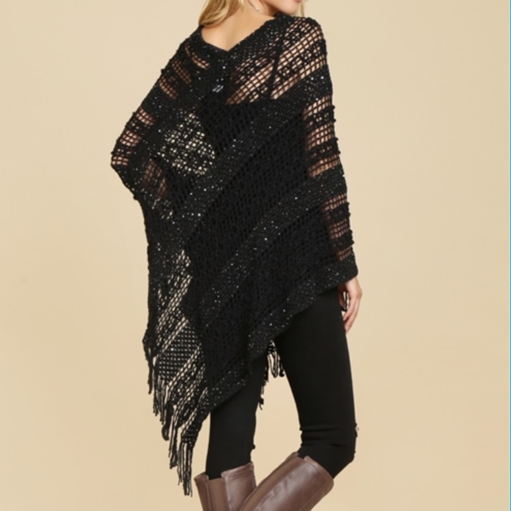 Black Knit Poncho - Picture 5 of 8